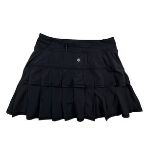Lululemon Pace Setter Skirt Black Pleated Athletic Running Tennis Skort Womens 4